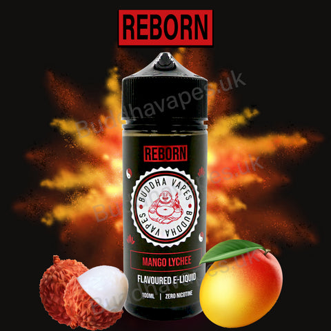 Mango Lychee e-liquid by the new Buddha Vapes Series Reborn. Mixed mango and lychee make a better taste!.  Primary Flavours: Mango, Lychee.  VG/PG: 80/20  Size: 100ml + 2x10ml bottles of 18mg Nic Shots included with each bottle you order.  Country: UK  Please Note: This e-liquid is provided in a 120ml bottle with 100ml of e-liquid, allowing you to add 2x10ml of 18mg Nicotine Shots (if required) to make it 3mg.