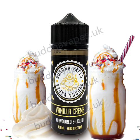 Vanilla Creme E-Liquid by Buddha Vapes is a very creamy indulgence with vanilla and a hint of caramel.