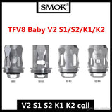 The Smok Mini V2 Coils have been designed for use with the Smok TFV-Mini V2 Tank. Designed for sub ohm vaping there's a variety of versions of this Smok replacement coil. Due to the sub ohm resistances, we recommend using high VG eliquids of 60% and above for best performance.