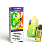 Introducing the Lost Mary BM6000 Pineapple Ice Prefilled Kit, the epitome of convenience and satisfaction. With an impressive capacity of up to 6000 puffs, this device ensures prolonged vaping enjoyment. Each kit comes equipped with a 10ml e-liquid bottle, boasting a potent 20mg nicotine strength for a satisfying hit every time. The inclusion of an OLED display offers clear visibility of essential vaping metrics, enhancing the user experience. Powered by a robust 650mAh battery, this device boasts longevity