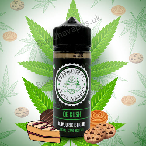 The planets best baked cake infused with OG Kush terpenes so sensational it will make other Pâtisseries Jealous. NO HIGH, NO CHILL, JUST FLAVOURS.  Primary Flavours: OG Kush, Cookies, Baked Cake.  VG/PG: 80/20  Size: 100ml + 2x10ml bottles of 18mg Nic Shots included with each bottle you order.  Country: UK  Please Note: This e-liquid is provided in a 120ml bottle with 100ml of e-liquid, allowing you to add 2x10ml of 18mg Nicotine Shots (if required) to make it 3mg.