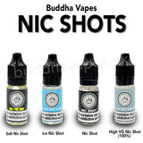 Buddha Vapes 18mg Salt Nicotine Shot  Nicotine E Liquid Shot 10ml Nicotine Shot ready to be mixed with concentrates and E liquids to increase the nicotine strength. Strength = 18 mg.  VG/PG = 75VG/25PG Size = 10ml