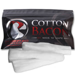 Cotton Bacon Version 2 by Wick n Vape are cotton wicks designed for rebuildable atomisers, delivering a concentrated flavour with large cloud creation. Each resealable pack of Cotton Bacon Version 2 contains 10 strips of pre-cut durable organic cotton, enabling you to cut and trim your ideal size wicks with simplicity for a quick set up.